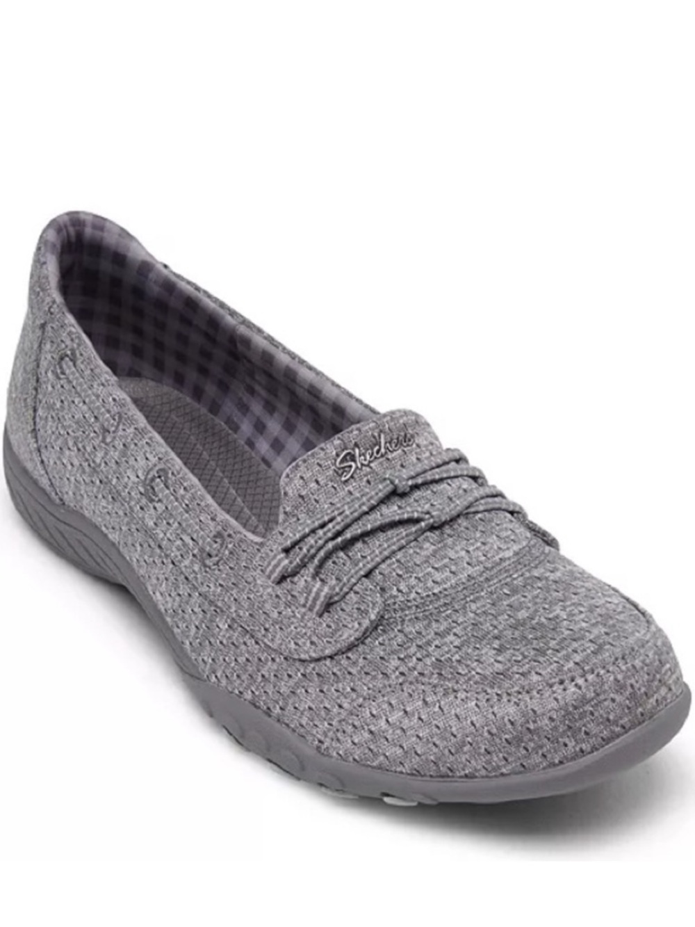 SKECHERS GRAY FABRIC SLIP-ON WALKING SNEAKERS